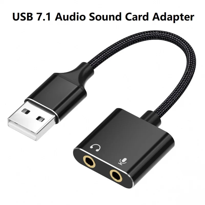 USB to Audio Jack Sound Card Adapter with Dual TRS 3-Pole Headphone and Mic USB to Aux 3.5mm External Audio Converter for Laptop