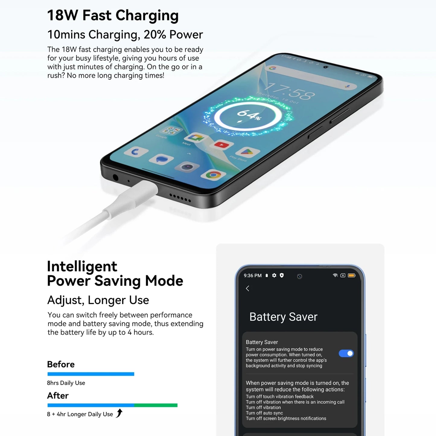 Blackview SHARK 9 5G Smartphone 8GB+256GB 6.67'' HD+ IPS Display 50MP AI Camera 5000mAh 18W Fast Charging NFC Mobile Phone