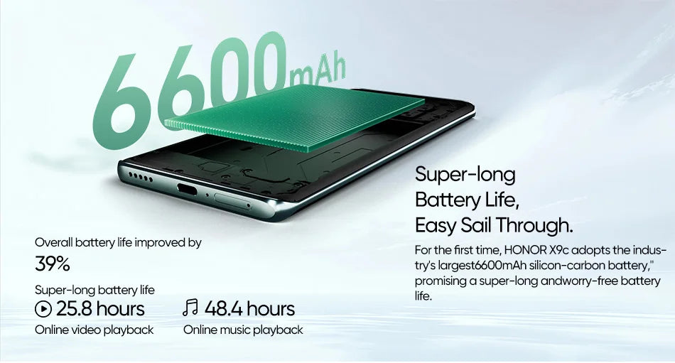 Original New Global Version HONOR X9c 5G Smartphone 6.78" Anti-Drop 120Hz Display 108MP Triple Cameras 6600mAh Battery Android14