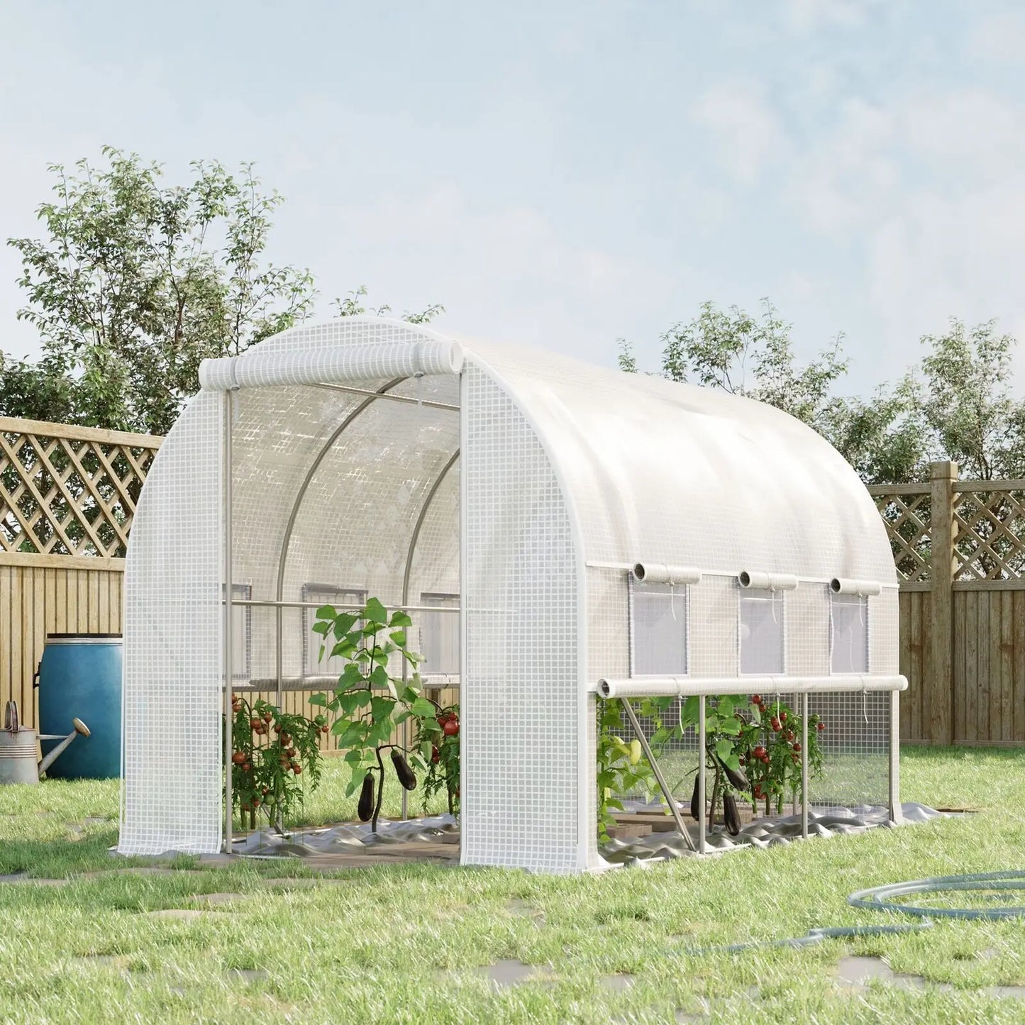 White Cover Foil Walk In Greenhouse Green House Hothouse Garden Plant Shed