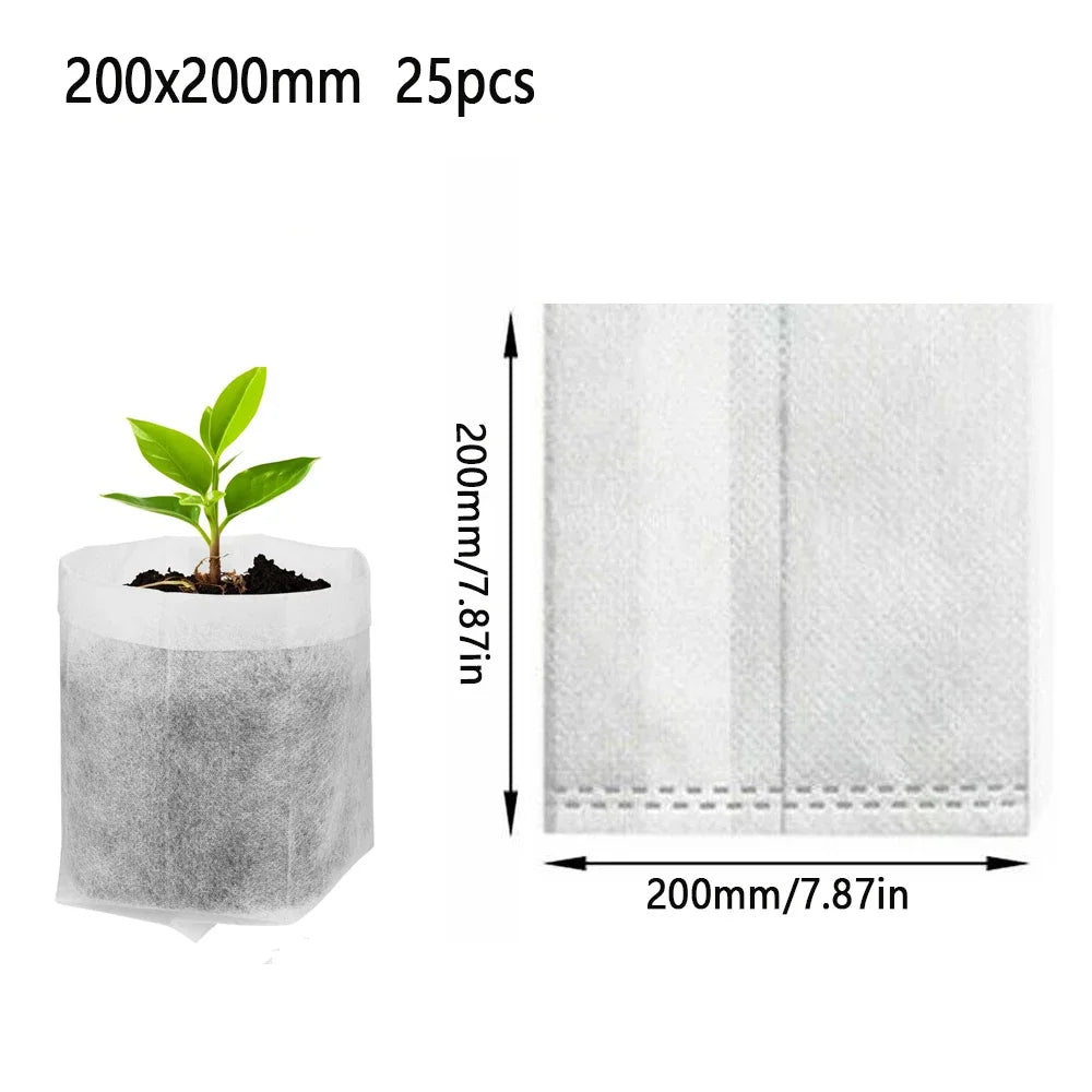 25-100cps Plant Grow Bags Biodegradable Nursery Bag Non-woven Fabric Sedes To Sow Flower Pots For Home Garden Accessories Tools