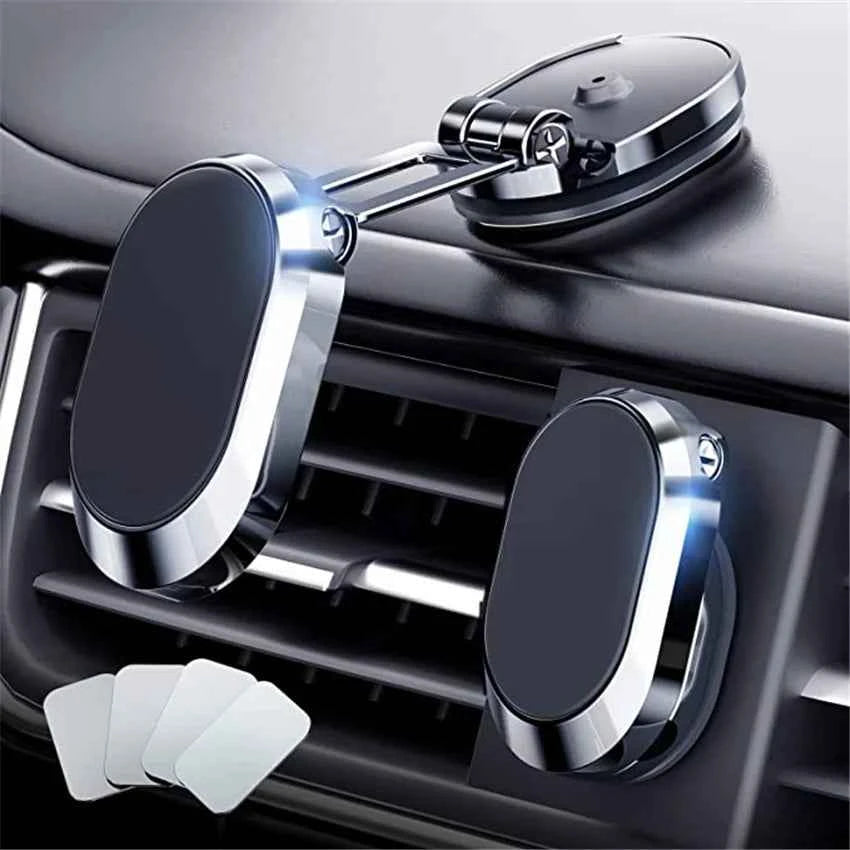 1080 Rotate Magnetic Car Phone Holder for iPhone, Samsung, Xiaomi - Foldable Magnet Cell Smartphone Support GPS Bracket - Pulse Electro