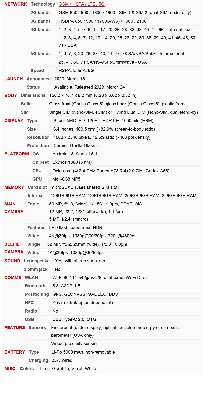 Samsung Galaxy A54 5G A546U1 A546B A546E A5460 Original 6.4" AMOLED 6/8GB RAM 128/256GB Octa Core Exynos NFC Unlocked Cell Phone - Pulse Electro