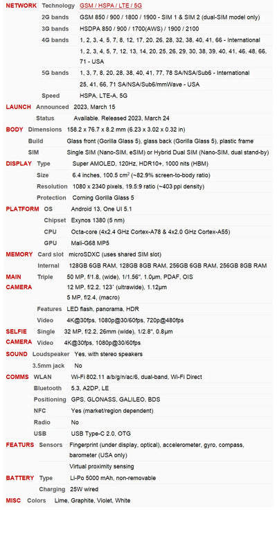 Samsung Galaxy A54 5G A546U1 A546B A546E A5460 Original 6.4" AMOLED 6/8GB RAM 128/256GB Octa Core Exynos NFC Unlocked Cell Phone - Pulse Electro