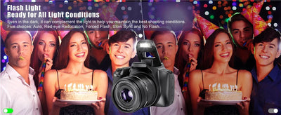 Digital Camera 4K 64MP Digital SLR Camera for Photography & Video 10X Optical Zoom Professional Cameras for YouTube with Flash