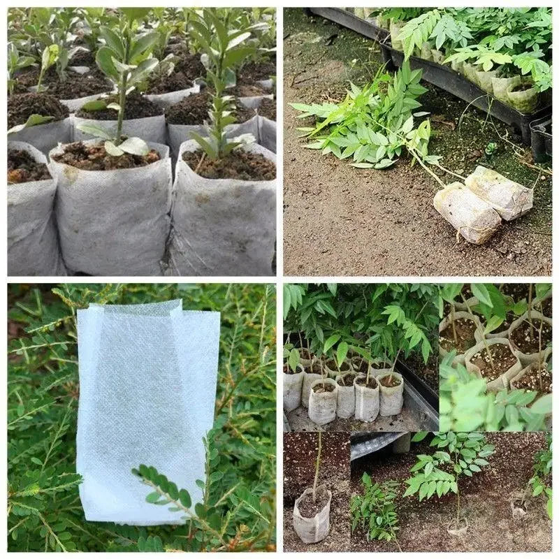 25-100cps Plant Grow Bags Biodegradable Nursery Bag Non-woven Fabric Sedes To Sow Flower Pots For Home Garden Accessories Tools