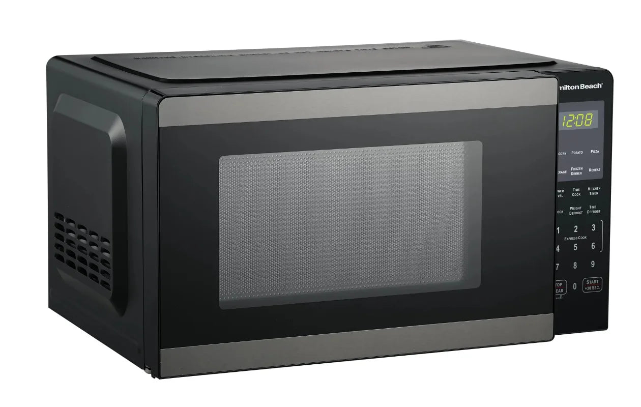 Hamilton Beach 0.9 Cu ft Countertop Microwave Oven, 900 Watts, Stainless Steel, New