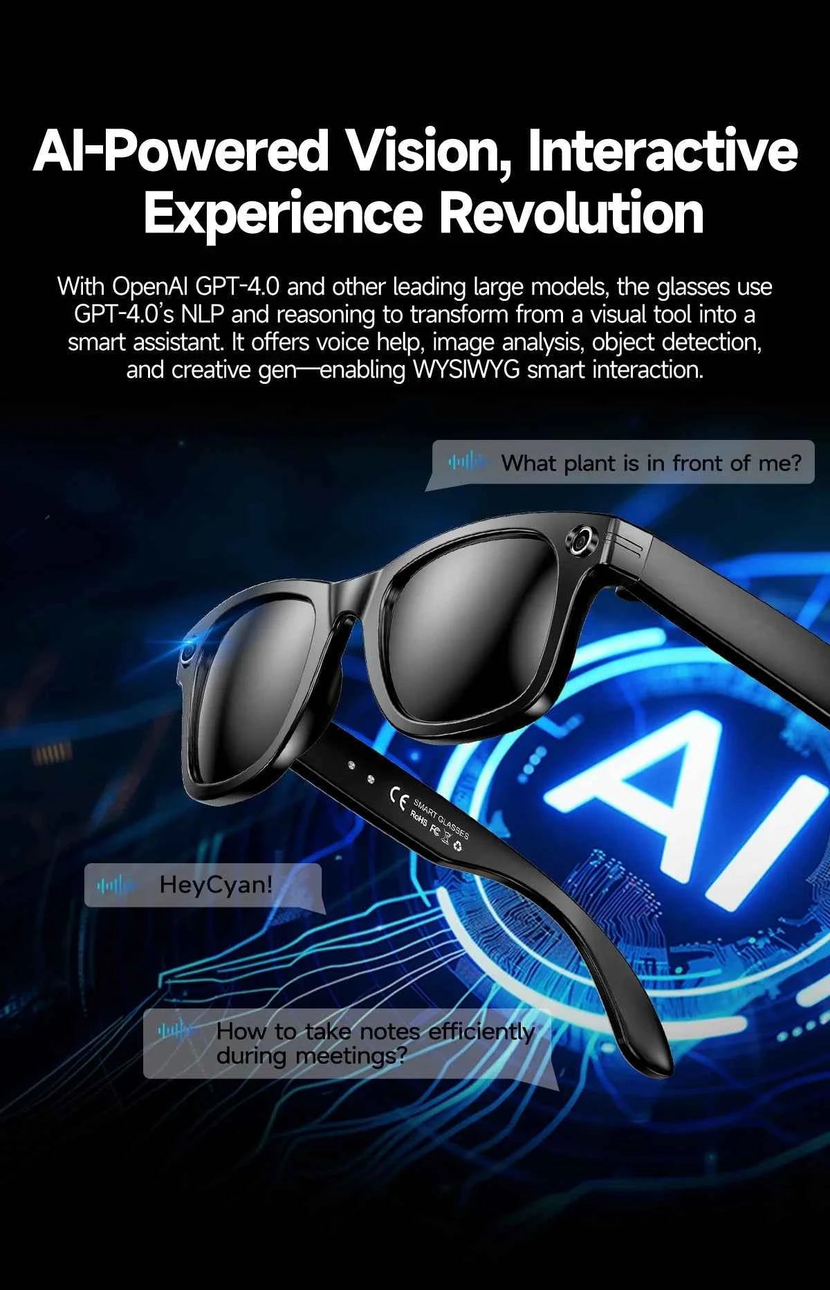 AI Smart Glasses with 8MP Camera, Bluetooth Call & Music Play, 100+ Languages Translation for Men and Women 2025 - Pulse Electro